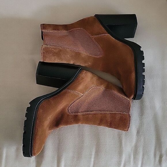 Chelsea & Violet Suede Leather Chunky Boots - Picture 6 of 12